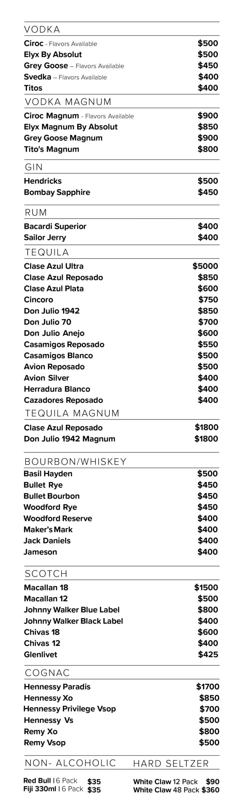 Menu Side Bar San Diego