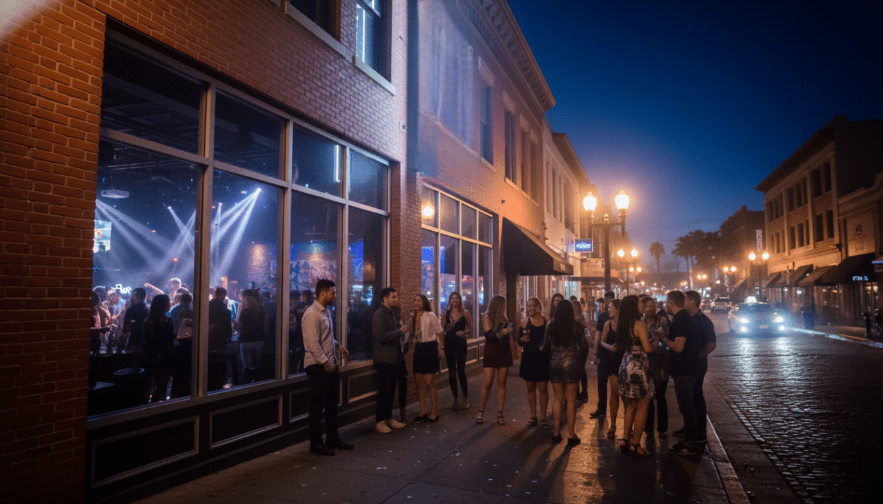SideBar nightlife scene at night surrounded by the vibrant energy of San Diego’s Gaslamp Quarter.
