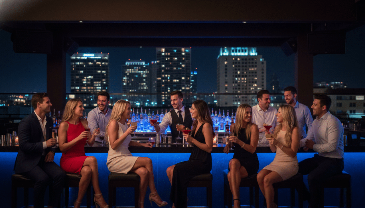 Guests entering a reserved VIP section inside a high-energy San Diego Gaslamp nightclub for a private celebration.