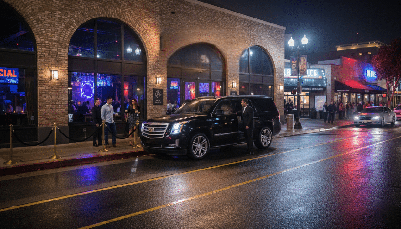 Friends celebrating a night out in San Diego Gaslamp with premium drinks, music, and an upscale nightlife setting.