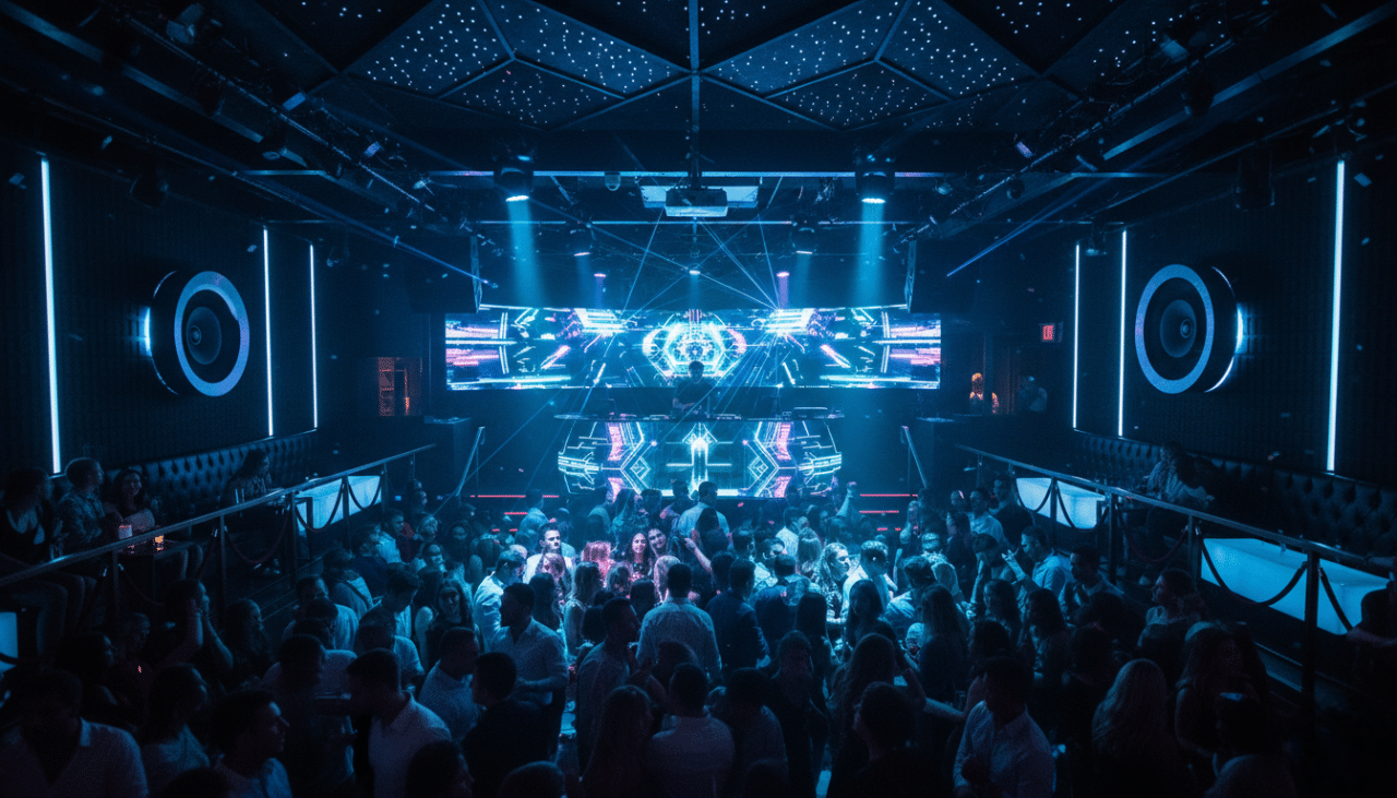 A lively dance floor inside SideBar filled with guests enjoying downtown San Diego nightlife in the heart of the Gaslamp Quarter.